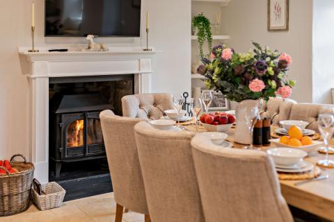 Rose Cottage Dining Table and Log Burner